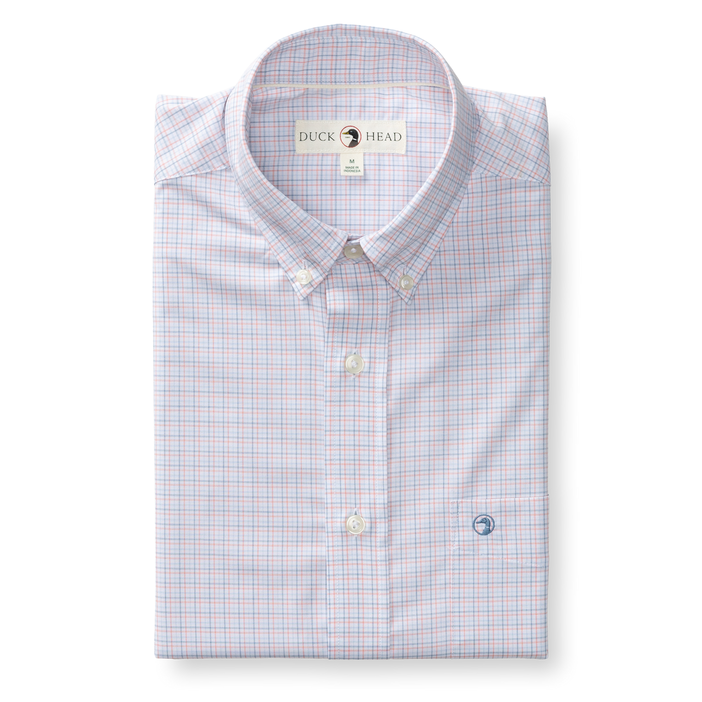 Duck Head Performance Poplin Sport Shirt - Joiner Plaid - Coral
