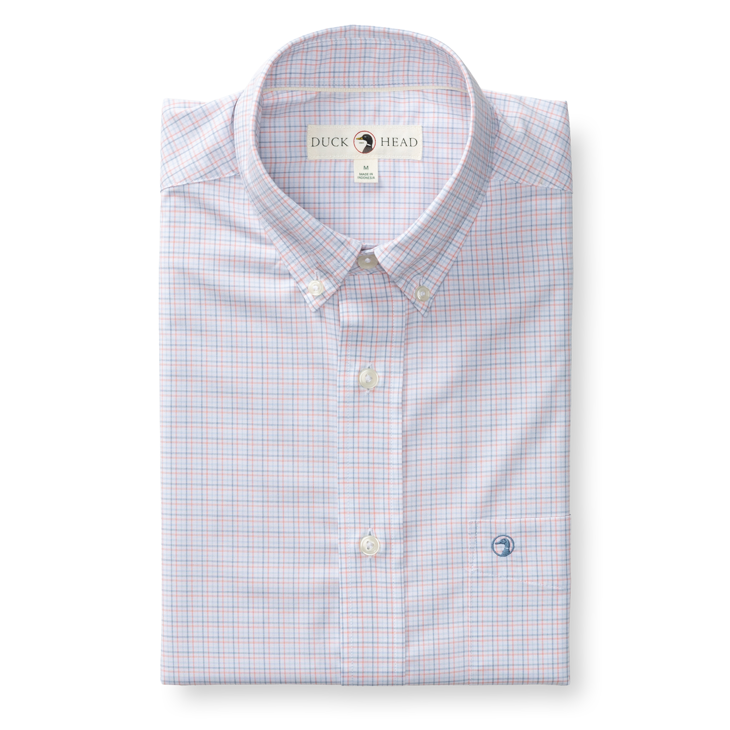 Duck Head Performance Poplin Sport Shirt - Joiner Plaid - Coral