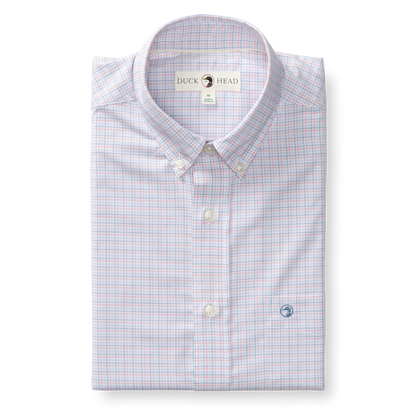 Duck Head Performance Poplin Sport Shirt - Joiner Plaid - Coral
