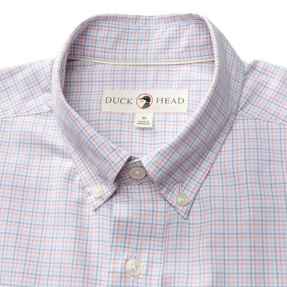 Duck Head Performance Poplin Sport Shirt - Joiner Plaid - Coral