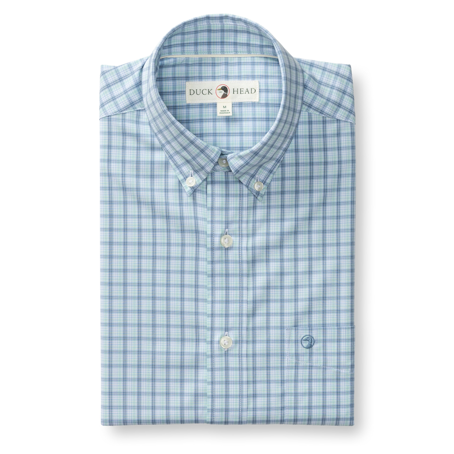 Duck Head Performance Poplin Sport Shirt - Linwood Plaid - Seafoam Green