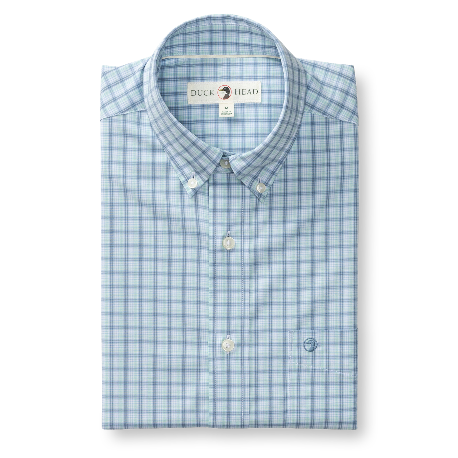 Duck Head Performance Poplin Sport Shirt - Linwood Plaid - Seafoam Green