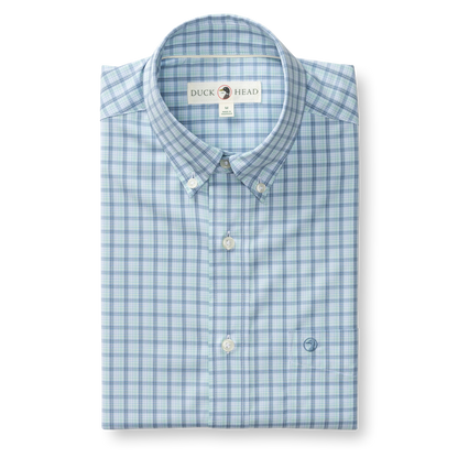 Duck Head Performance Poplin Sport Shirt - Linwood Plaid - Seafoam Green