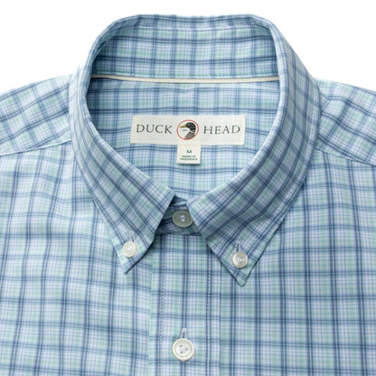 Duck Head Performance Poplin Sport Shirt - Linwood Plaid - Seafoam Green