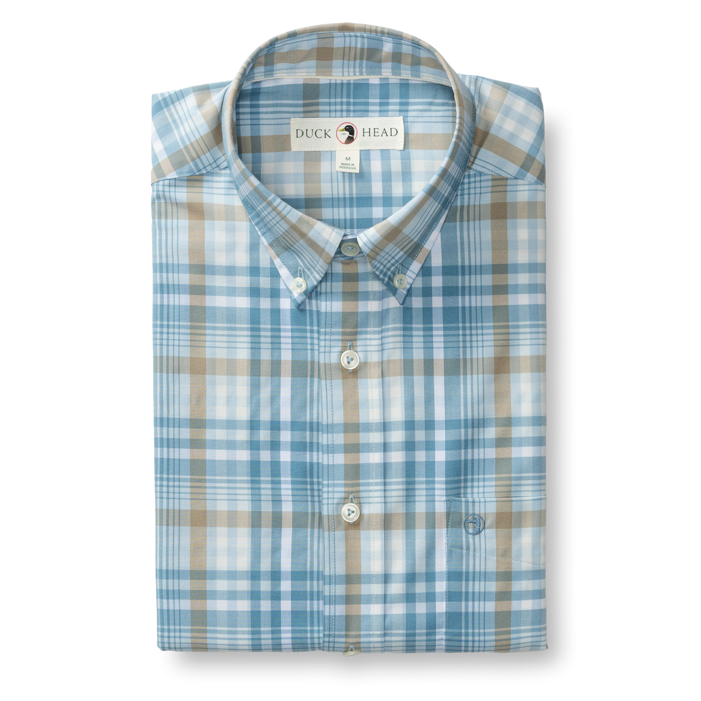 Duck Head Performance Poplin Sport Shirt - Bunkley Plaid - Sky Blue