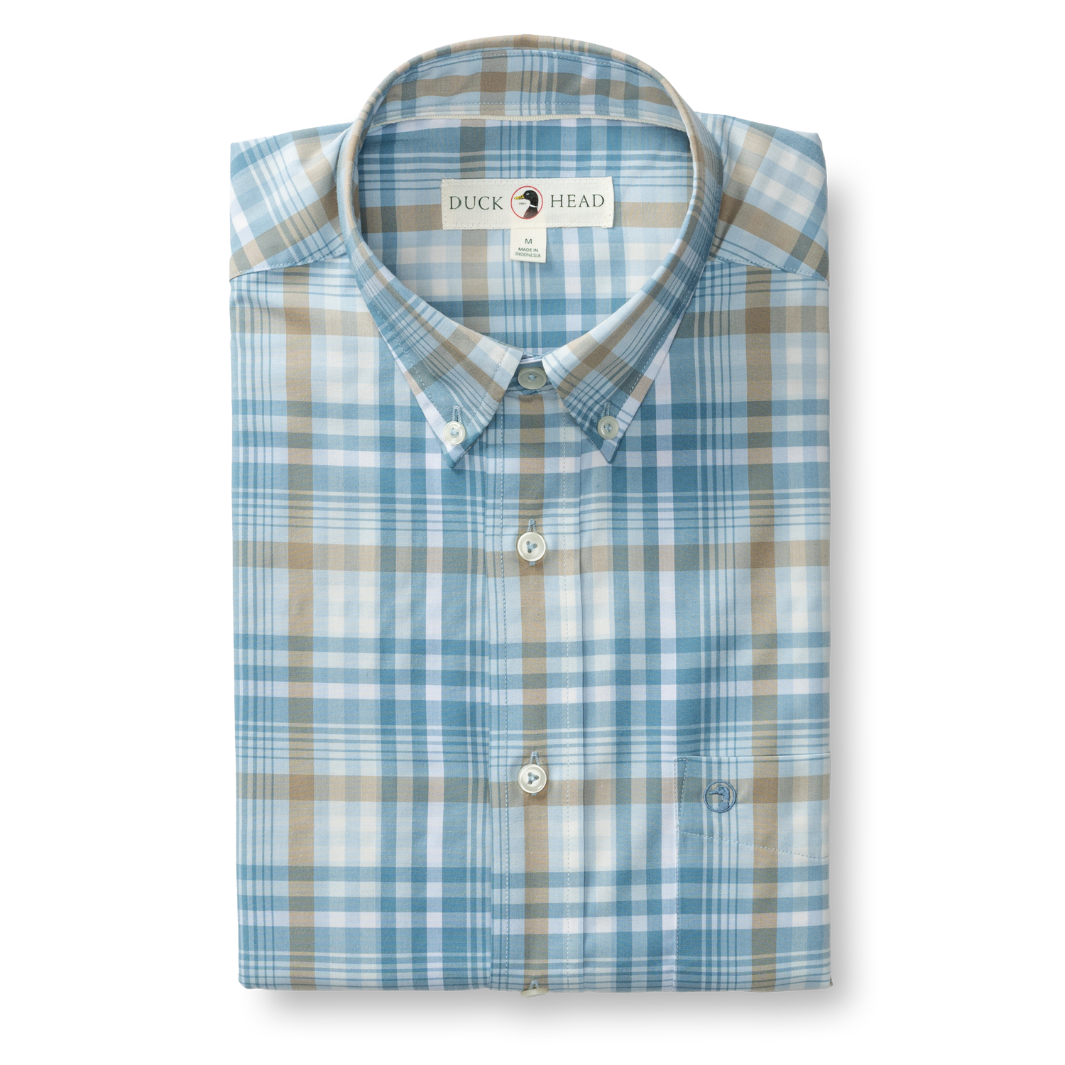 Duck Head Performance Poplin Sport Shirt - Bunkley Plaid - Sky Blue