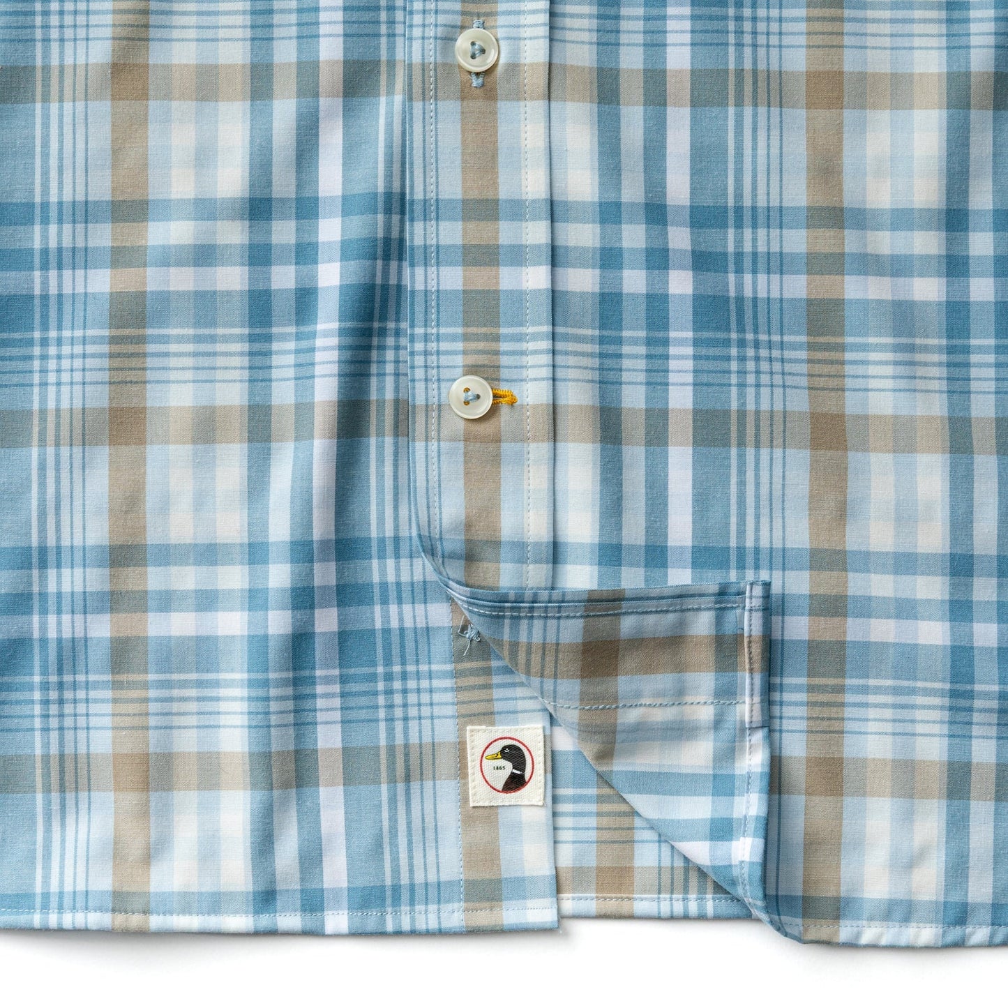 Duck Head Performance Poplin Sport Shirt - Bunkley Plaid - Sky Blue
