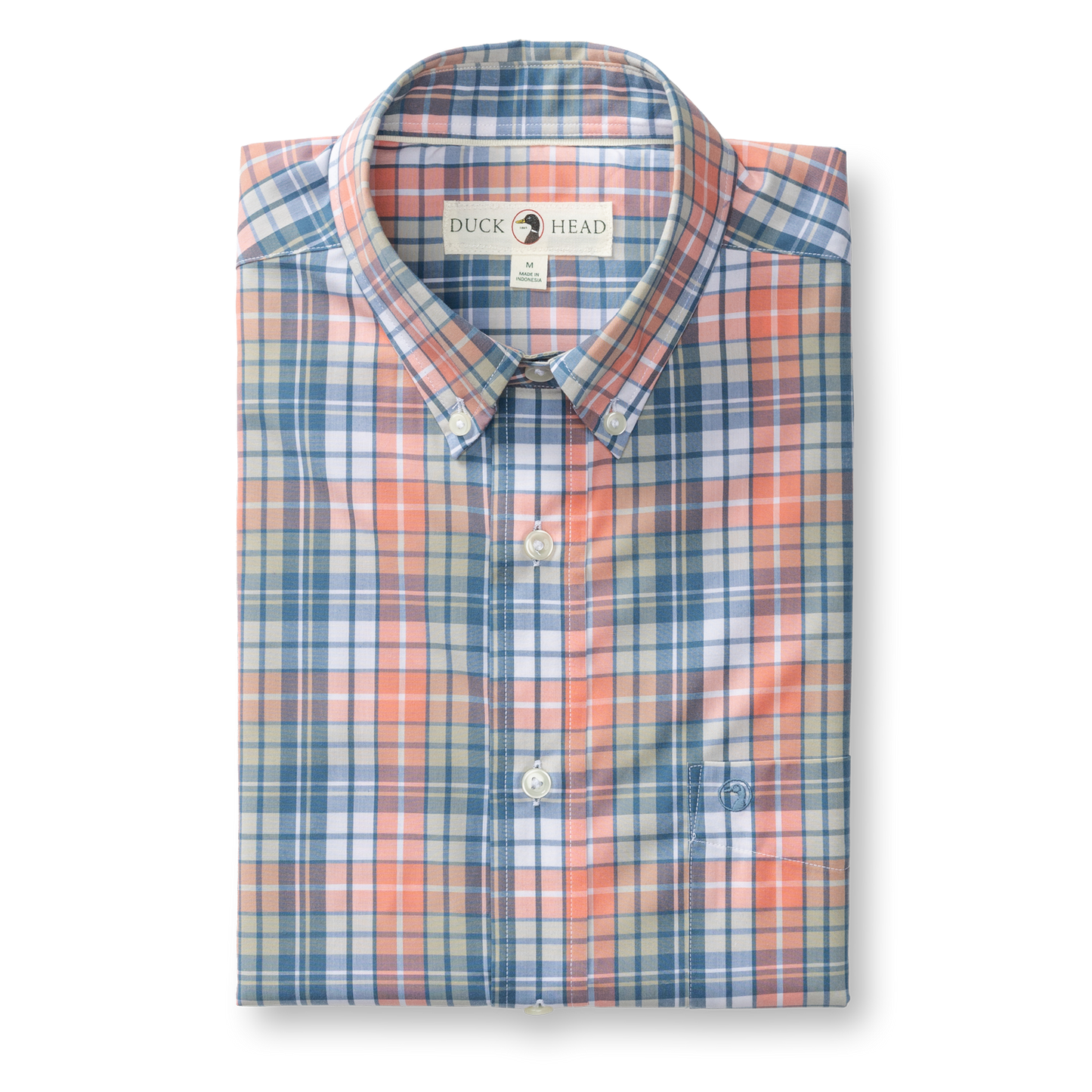 Duck Head Performance Poplin Sport Shirt - Oakville Plaid - Coral