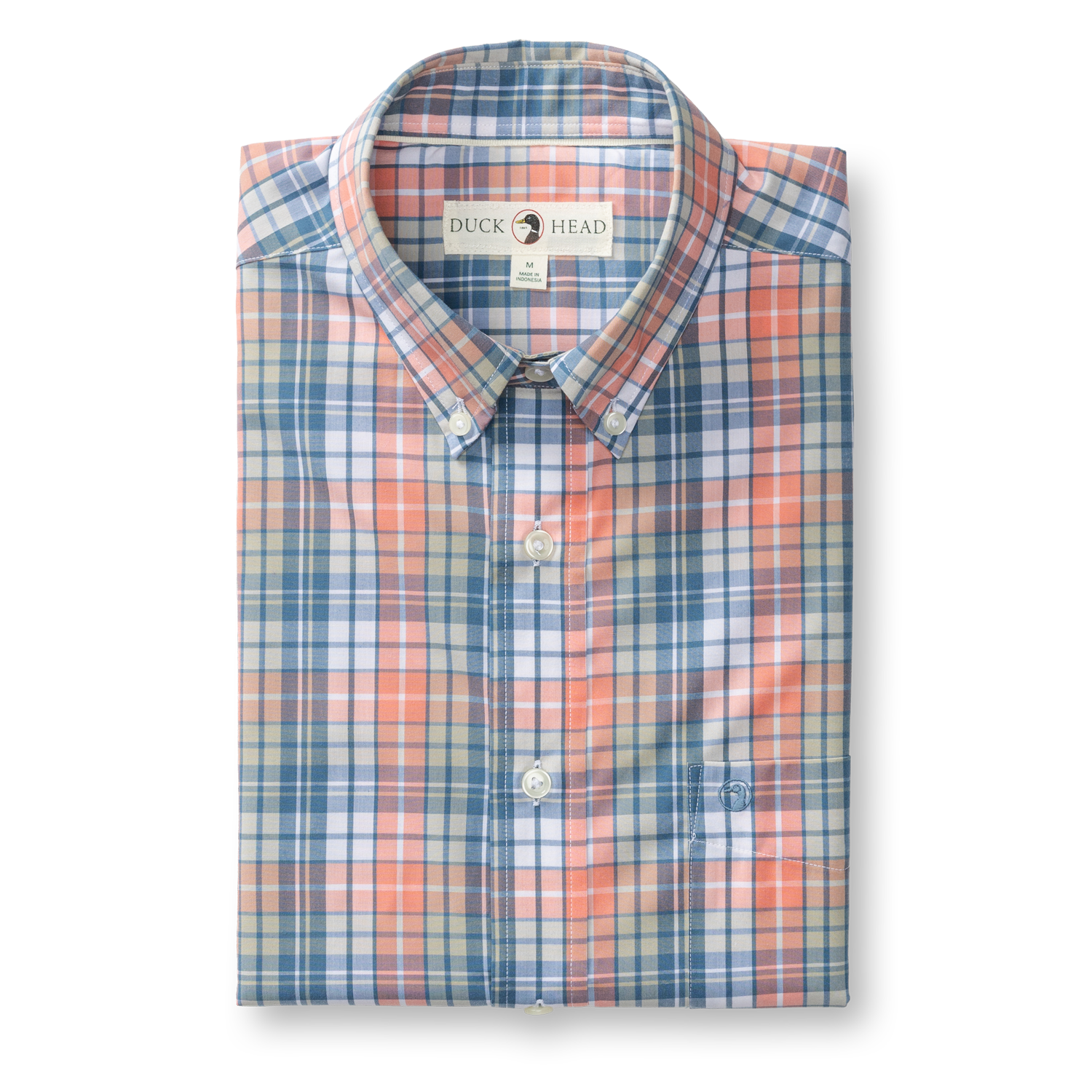 Duck Head Performance Poplin Sport Shirt - Oakville Plaid - Coral