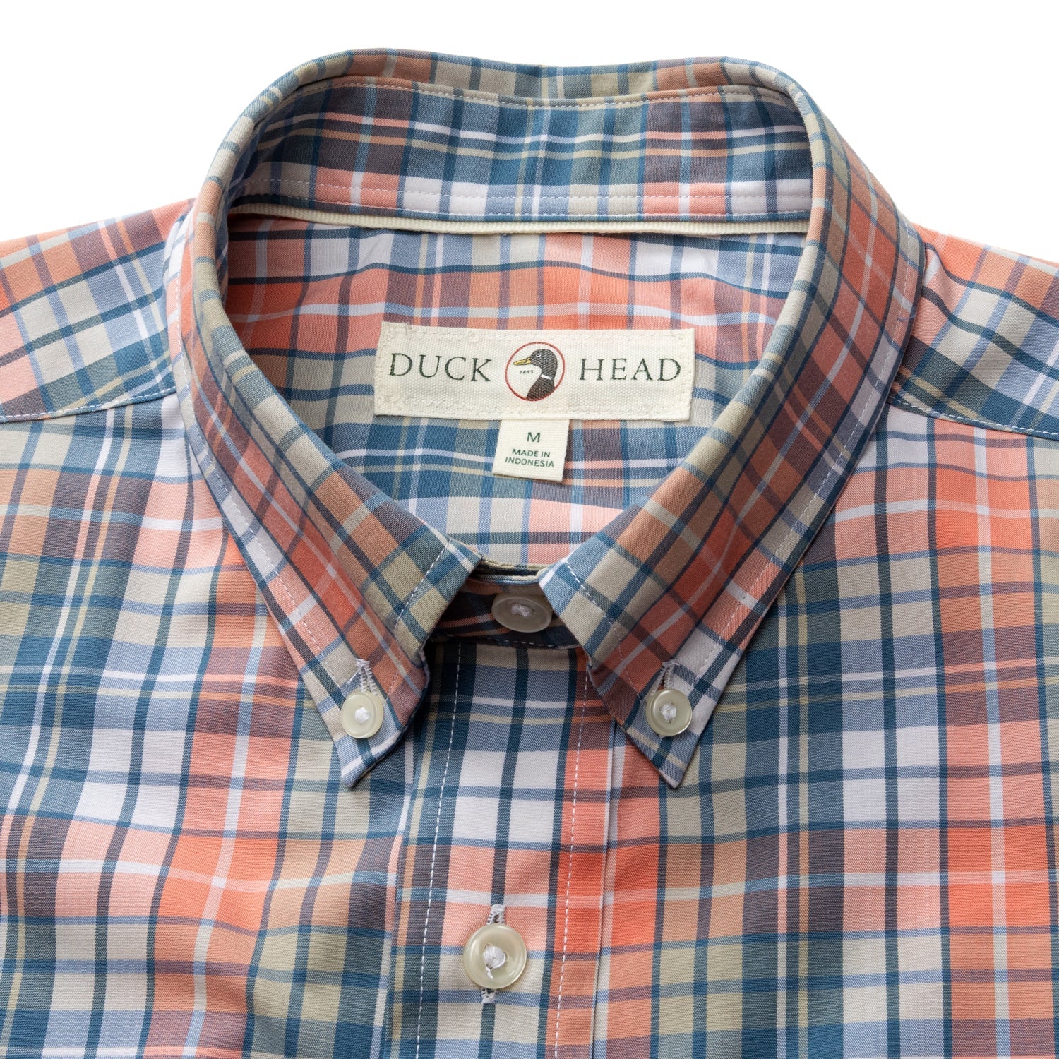 Duck Head Performance Poplin Sport Shirt - Oakville Plaid - Coral