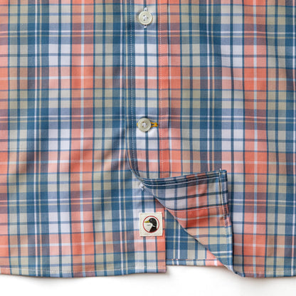 Duck Head Performance Poplin Sport Shirt - Oakville Plaid - Coral