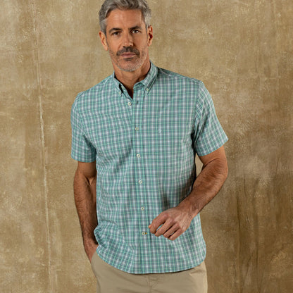 Duck Head Performance Poplin Sport Shirt - Forrest Plaid - Aspen Green