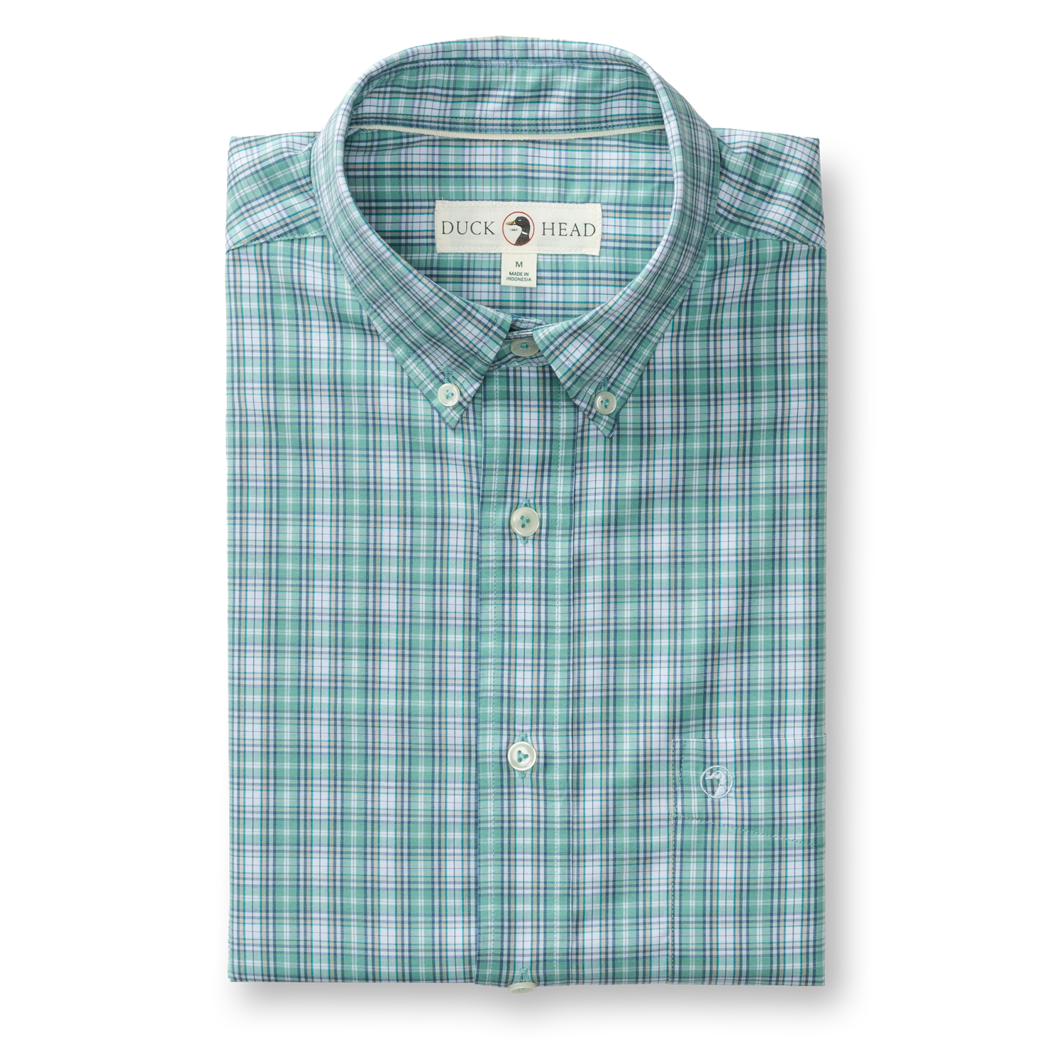 Duck Head Performance Poplin Sport Shirt - Forrest Plaid - Aspen Green