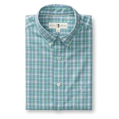 Duck Head Performance Poplin Sport Shirt - Forrest Plaid - Aspen Green
