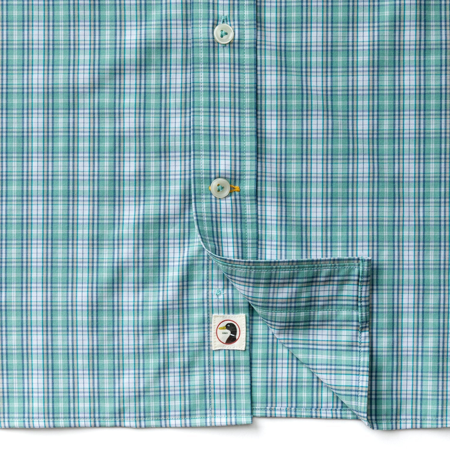 Duck Head Performance Poplin Sport Shirt - Forrest Plaid - Aspen Green