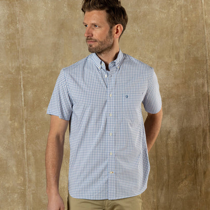 Duck Head Performance Poplin Sport Shirt - Quinn Plaid - Serenity Blue