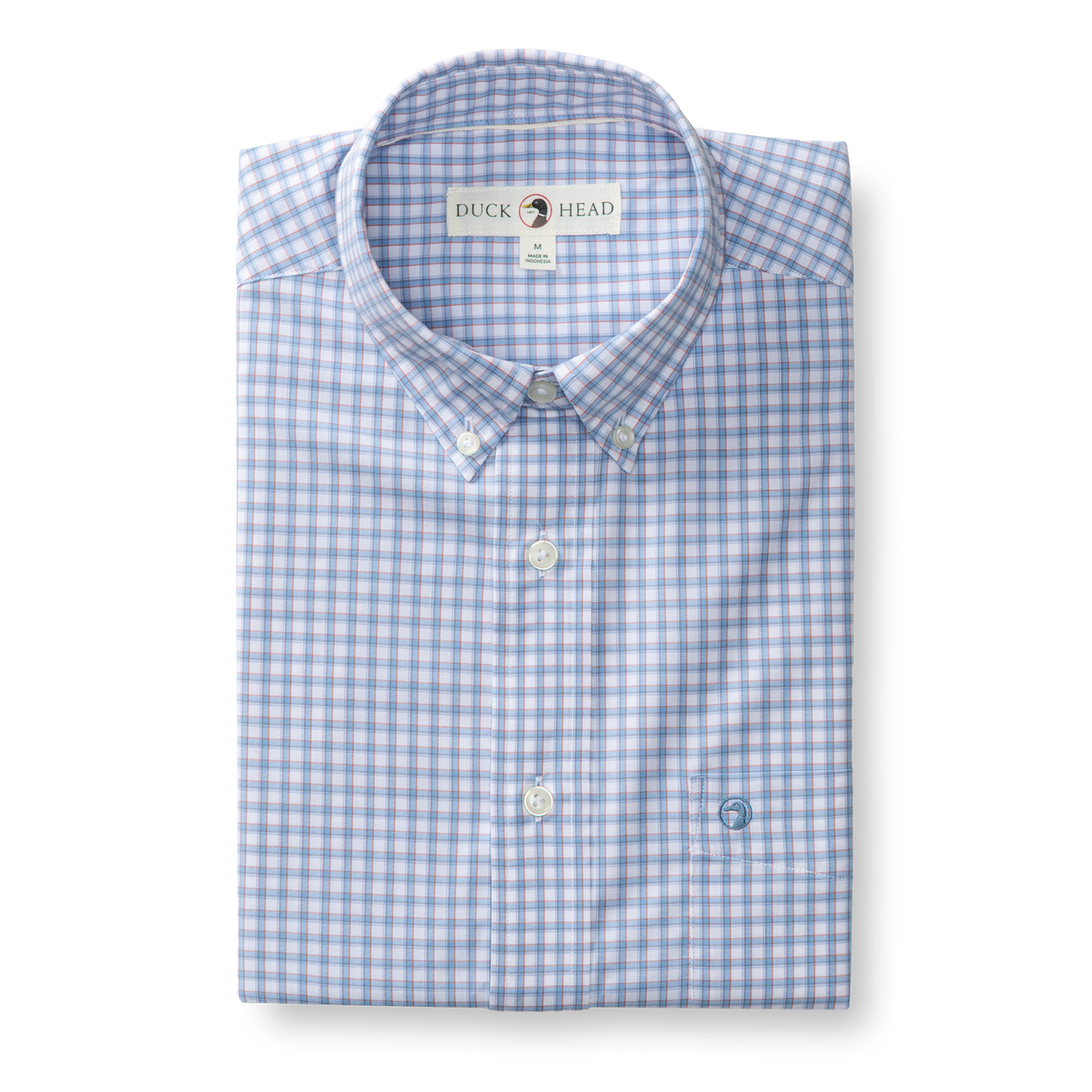 Duck Head Performance Poplin Sport Shirt - Quinn Plaid - Serenity Blue