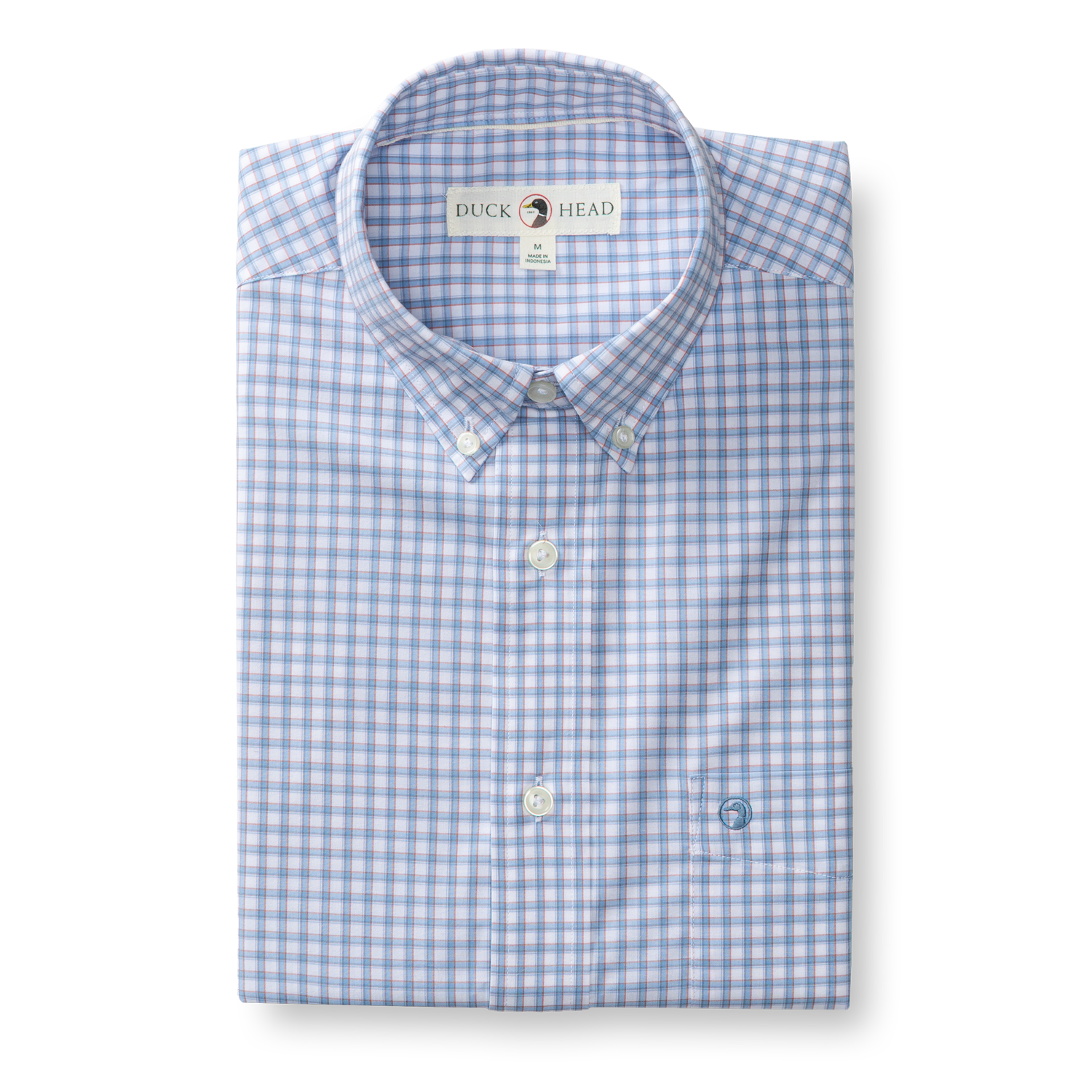 Duck Head Performance Poplin Sport Shirt - Quinn Plaid - Serenity Blue