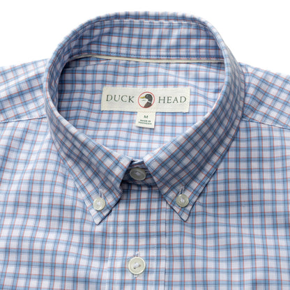 Duck Head Performance Poplin Sport Shirt - Quinn Plaid - Serenity Blue