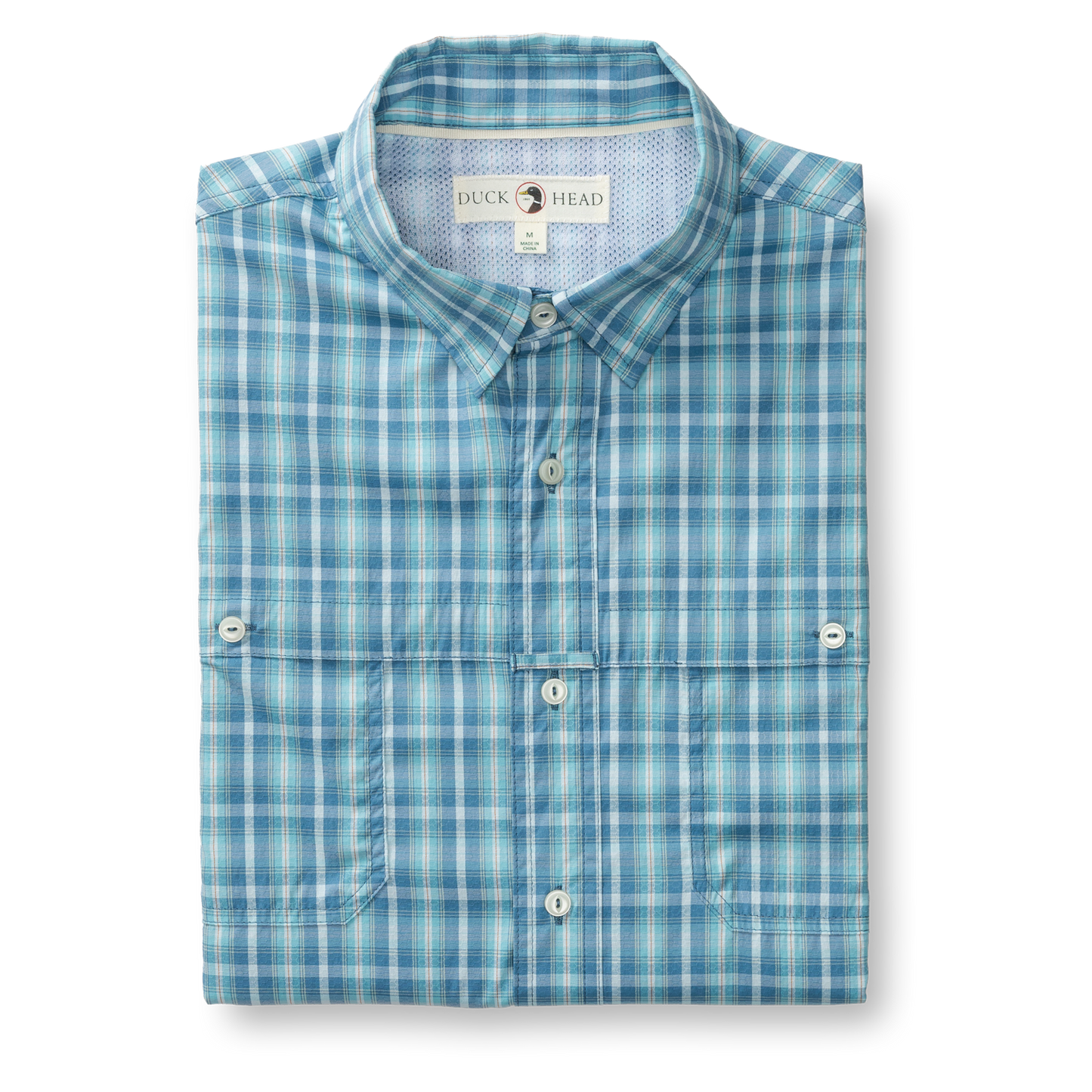 Duck Head Performance Dobby Guide Shirt - Melrose Plaid - Lake Blue