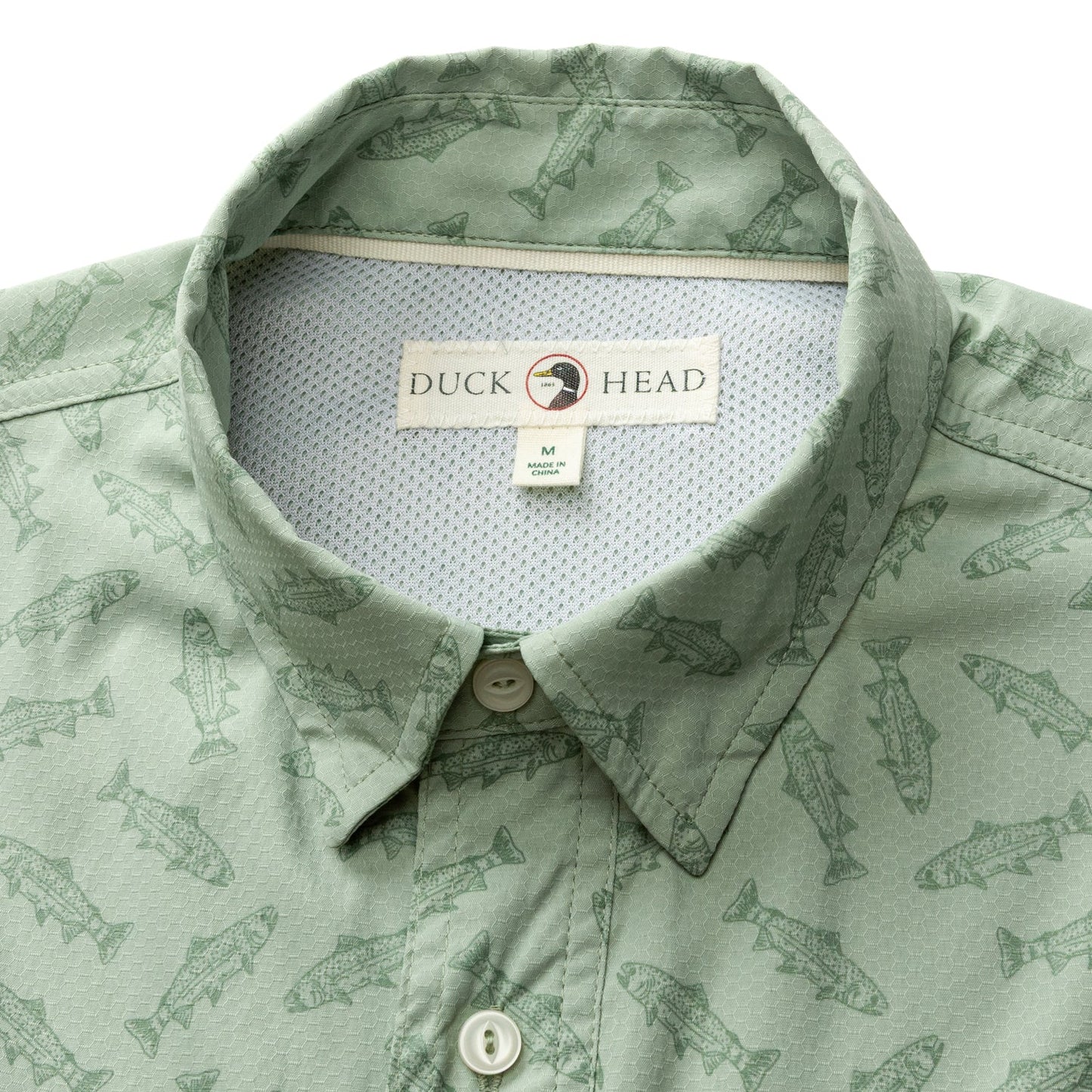 Duck Head Performance Dobby Guide Shirt - Angler Print - Sage