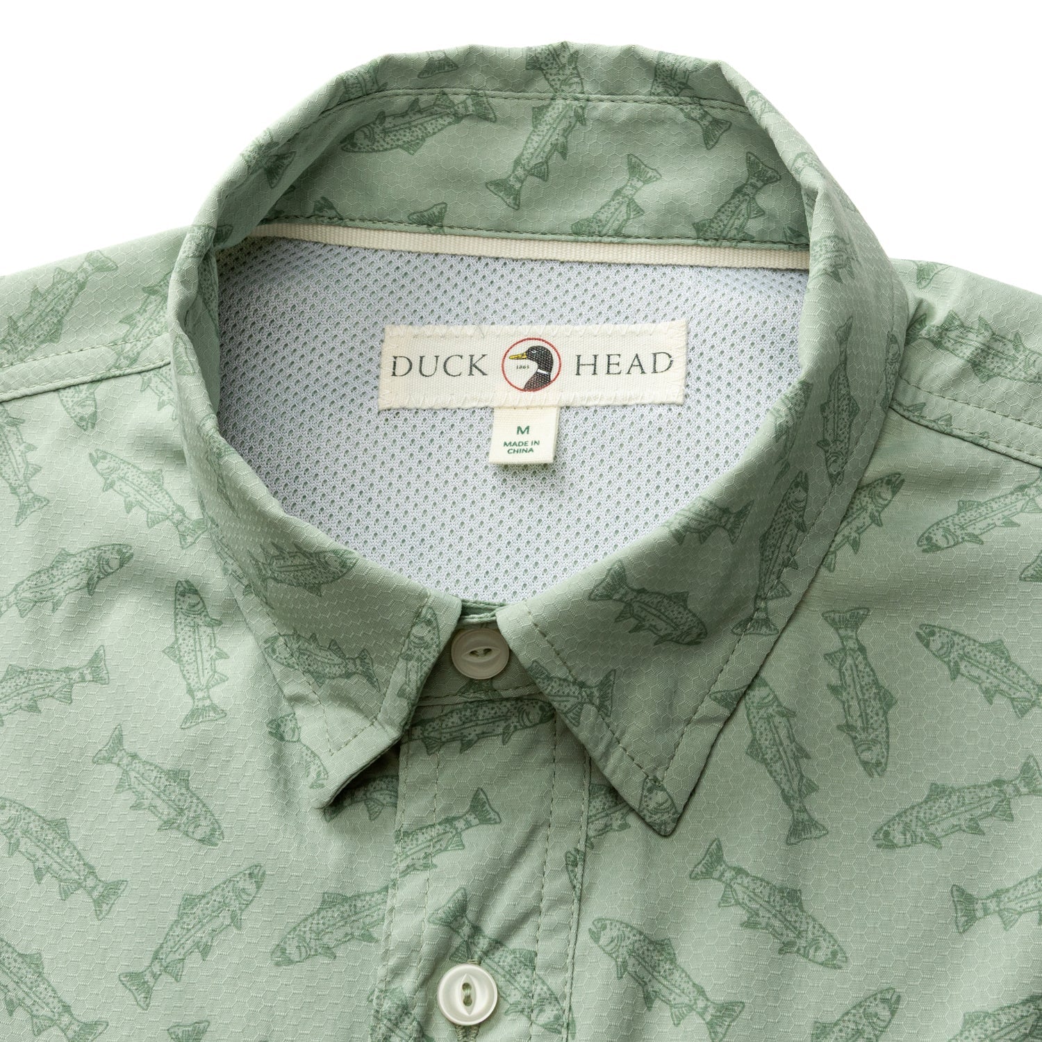 Duck Head Performance Dobby Guide Shirt - Angler Print - Sage