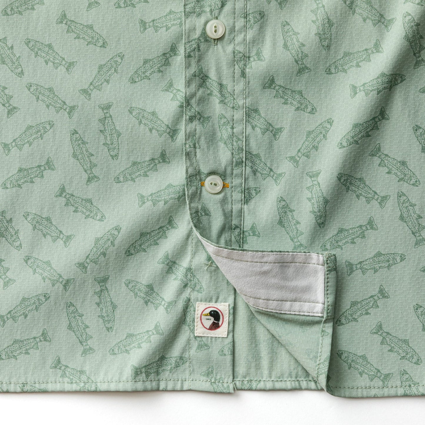 Duck Head Performance Dobby Guide Shirt - Angler Print - Sage
