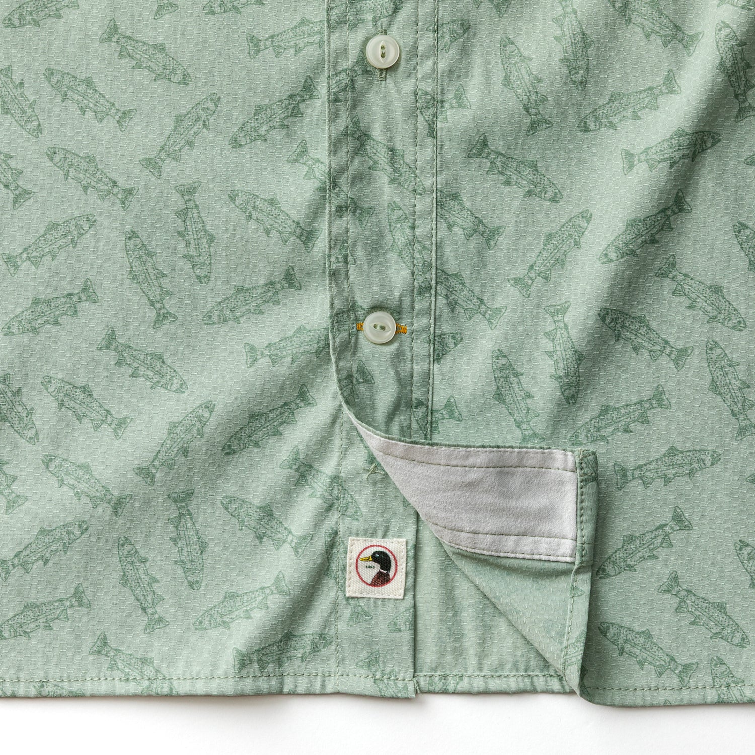 Duck Head Performance Dobby Guide Shirt - Angler Print - Sage
