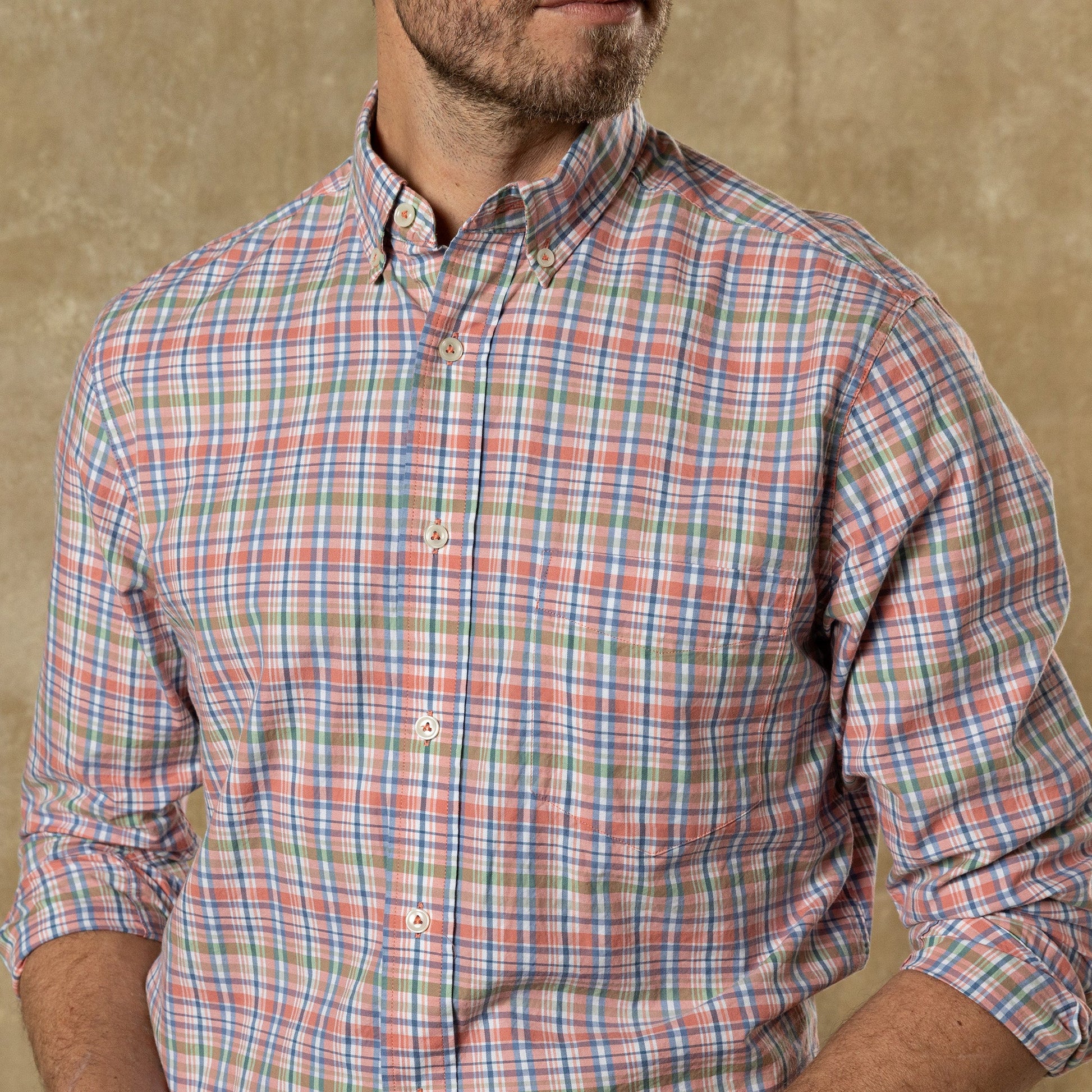 Duck Head Cotton Twill Sport Shirt - Pratt Plaid - Rosewood