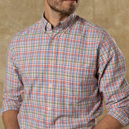 Duck Head Cotton Twill Sport Shirt - Pratt Plaid - Rosewood