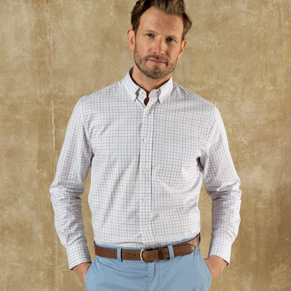 Duck Head Cotton Twill Sport Shirt - Ashland Plaid - Pale Pink