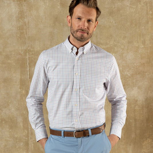 Duck Head Cotton Twill Sport Shirt - Ashland Plaid - Pale Pink