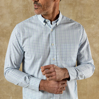 Duck Head Cotton Twill Sport Shirt - Ashland Plaid - Serenity Blue