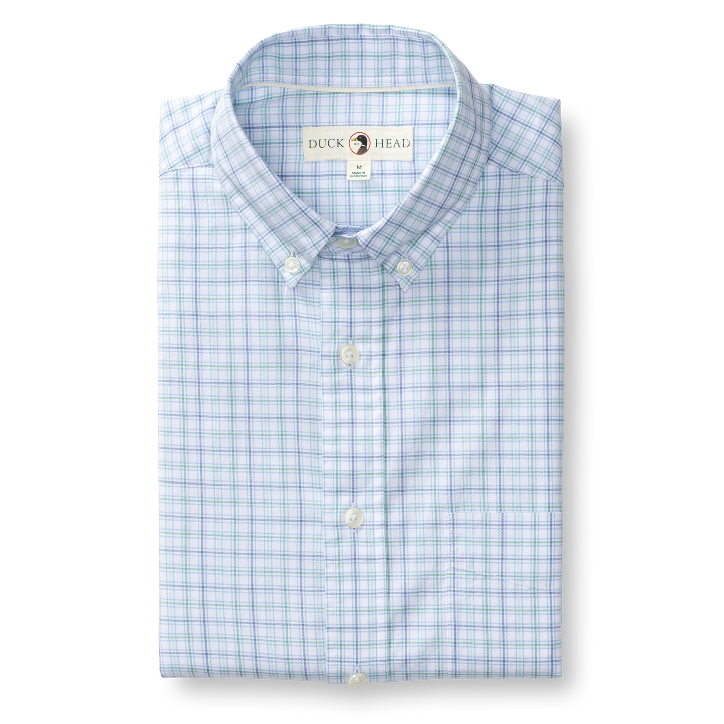 Duck Head Cotton Twill Sport Shirt - Ashland Plaid - Serenity Blue