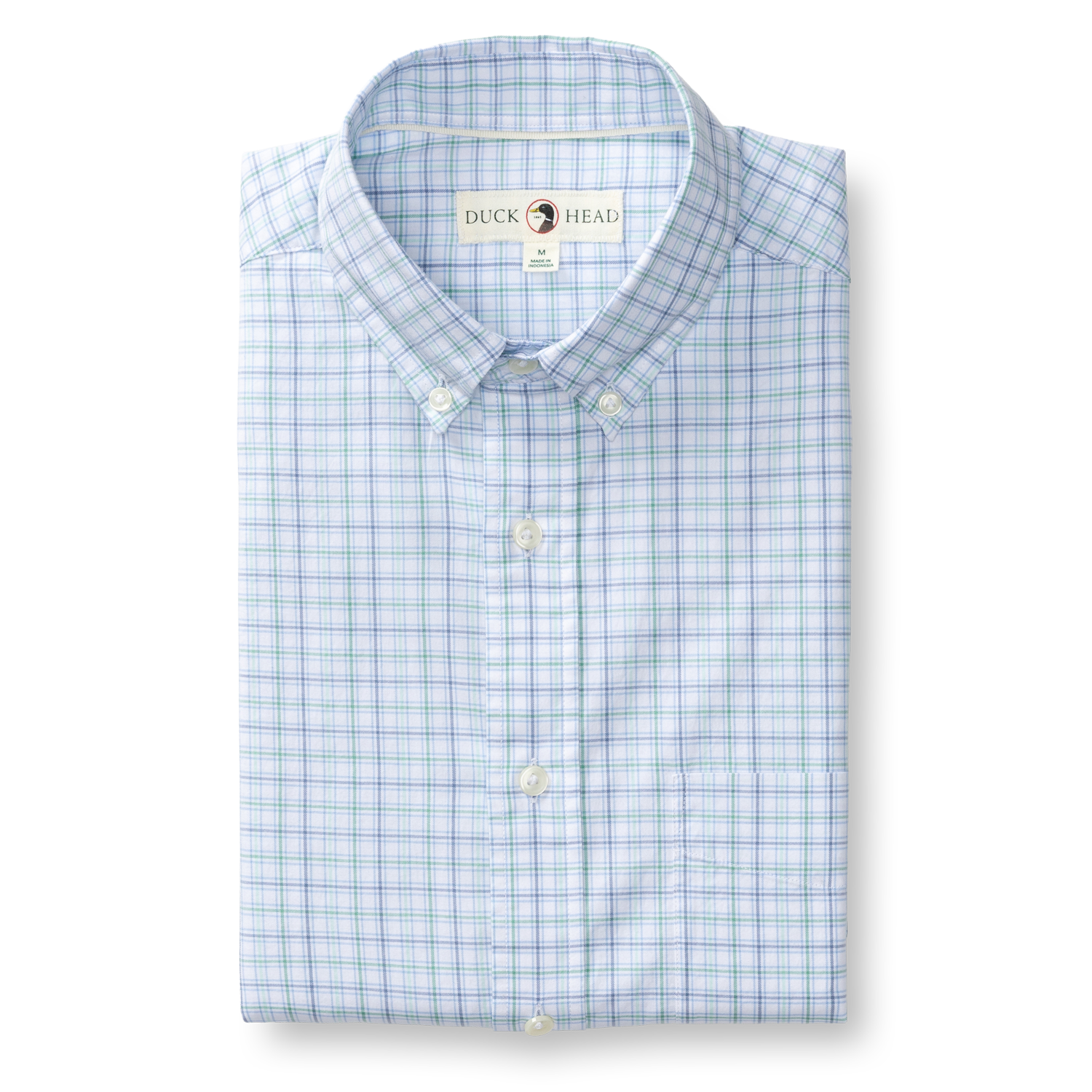 Duck Head Cotton Twill Sport Shirt - Ashland Plaid - Serenity Blue