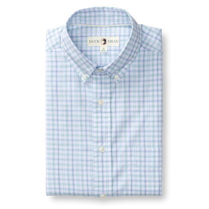 Duck Head Cotton Twill Sport Shirt - Ashland Plaid - Serenity Blue