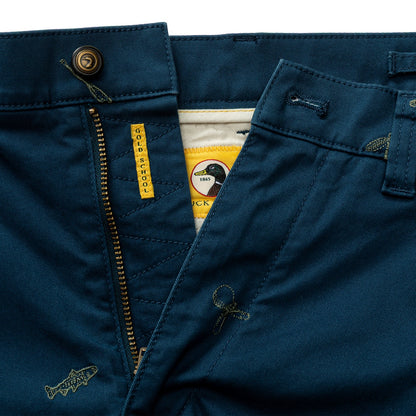 Duck Head 7" Gold School Chino Short - Emb Mallard Blue