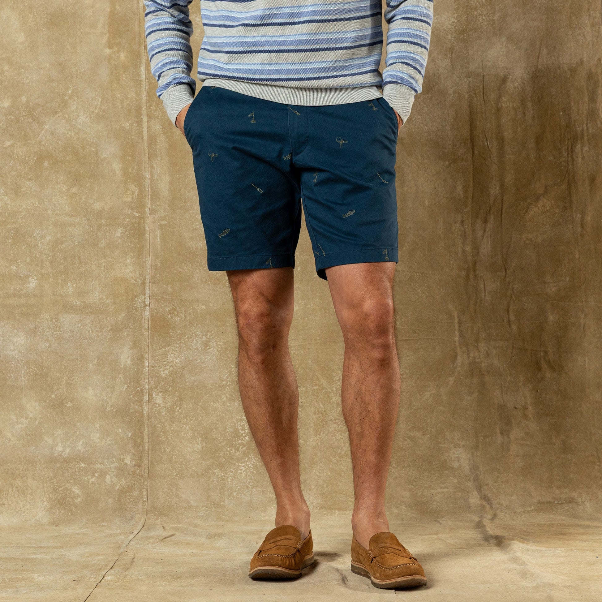 Duck Head 9" Gold School Chino Short - Emb Mallard Blue