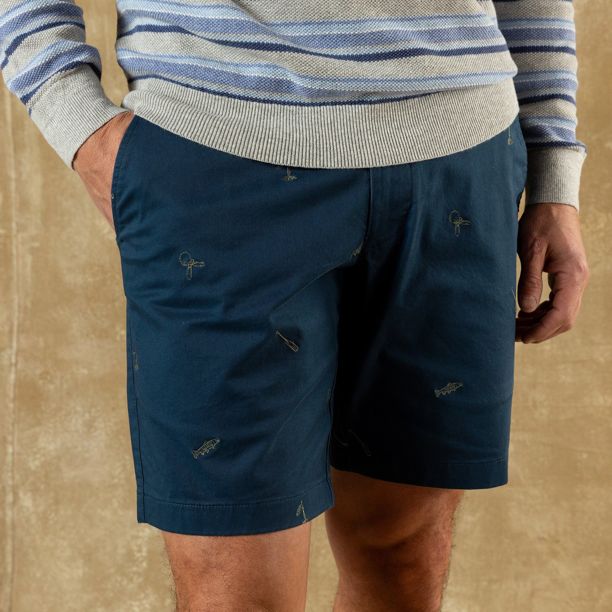 Duck Head 9" Gold School Chino Short - Emb Mallard Blue