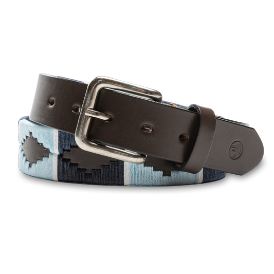 Duck Head Woven Leather Belt - Sky Blue