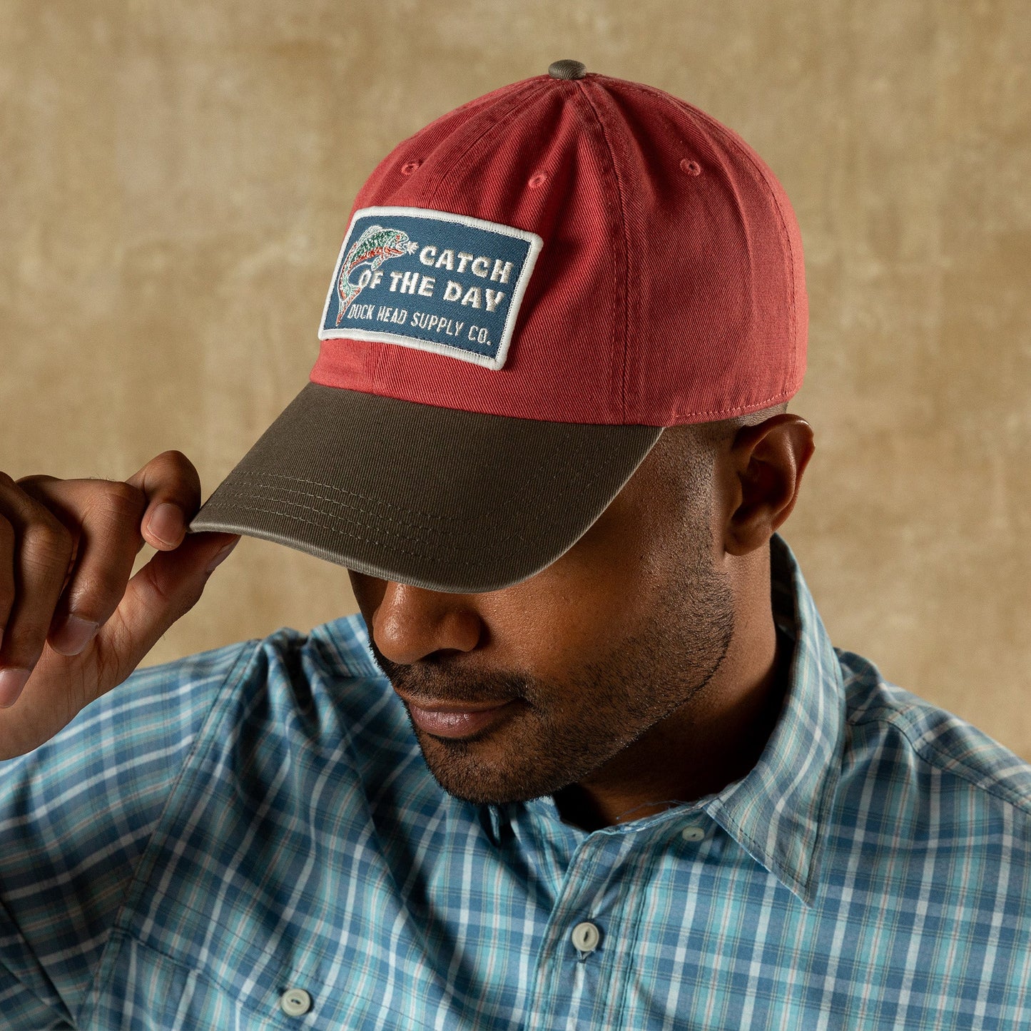 Duck Head Catch Of The Day Patch Cotton Twill Hat - Rosewood
