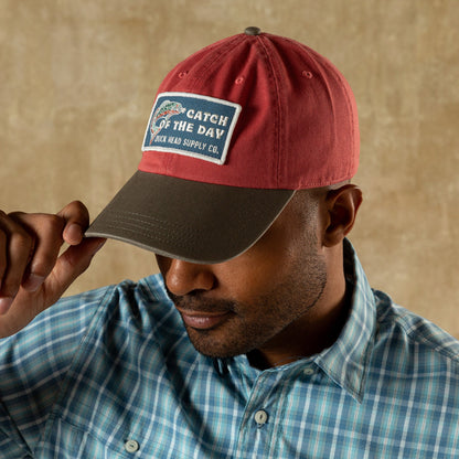 Duck Head Catch Of The Day Patch Cotton Twill Hat - Rosewood