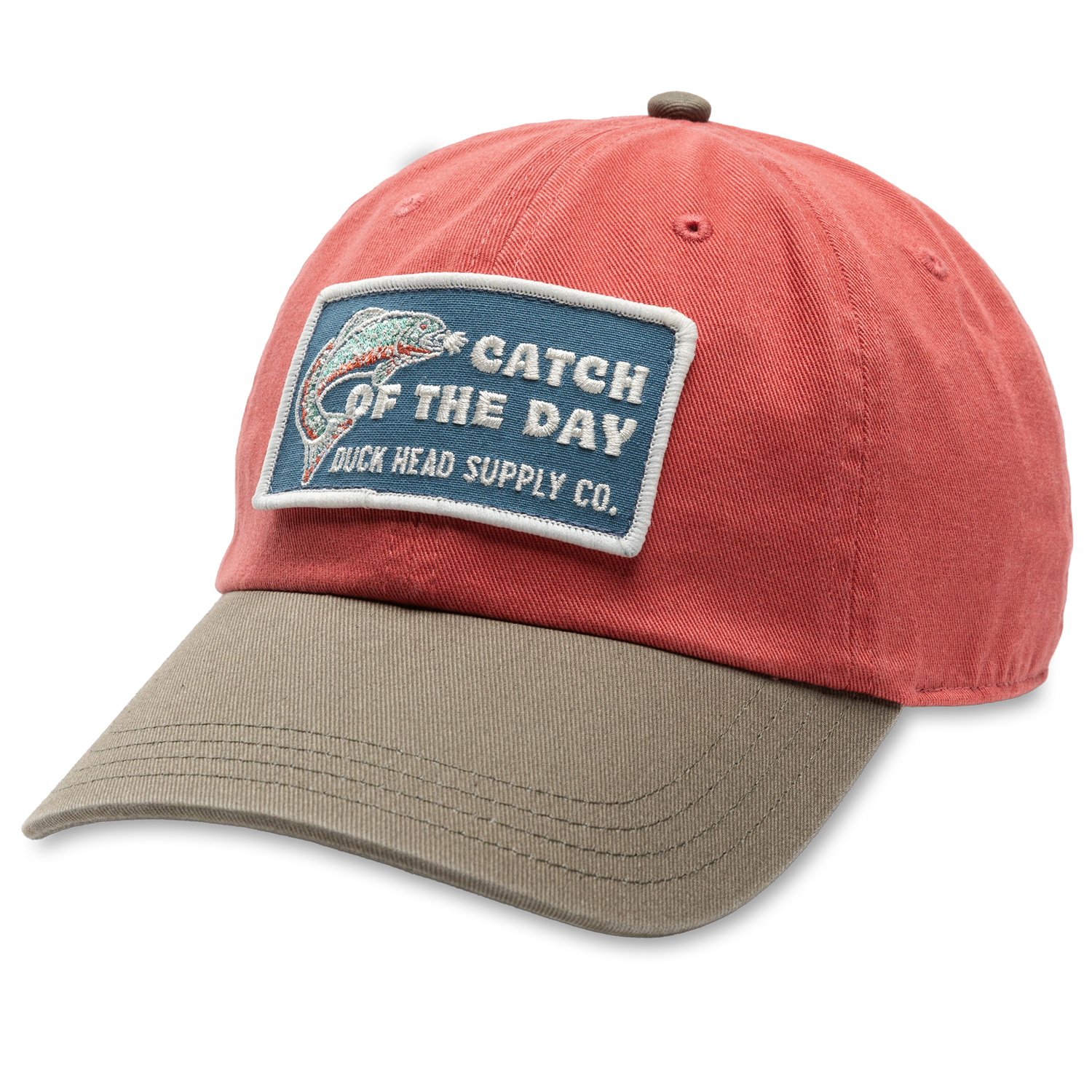 Duck Head Catch Of The Day Patch Cotton Twill Hat - Rosewood
