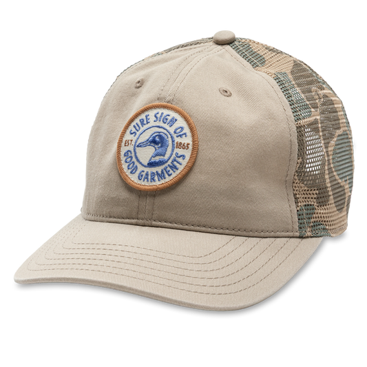 Duck Head Trucker Hat With Camo Mesh - Stone