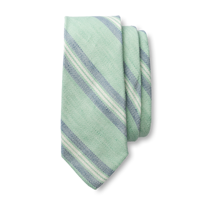 Duck Head Cotton Linen Stripe Tie - Aspen Green