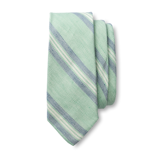 Duck Head Cotton Linen Stripe Tie - Aspen Green