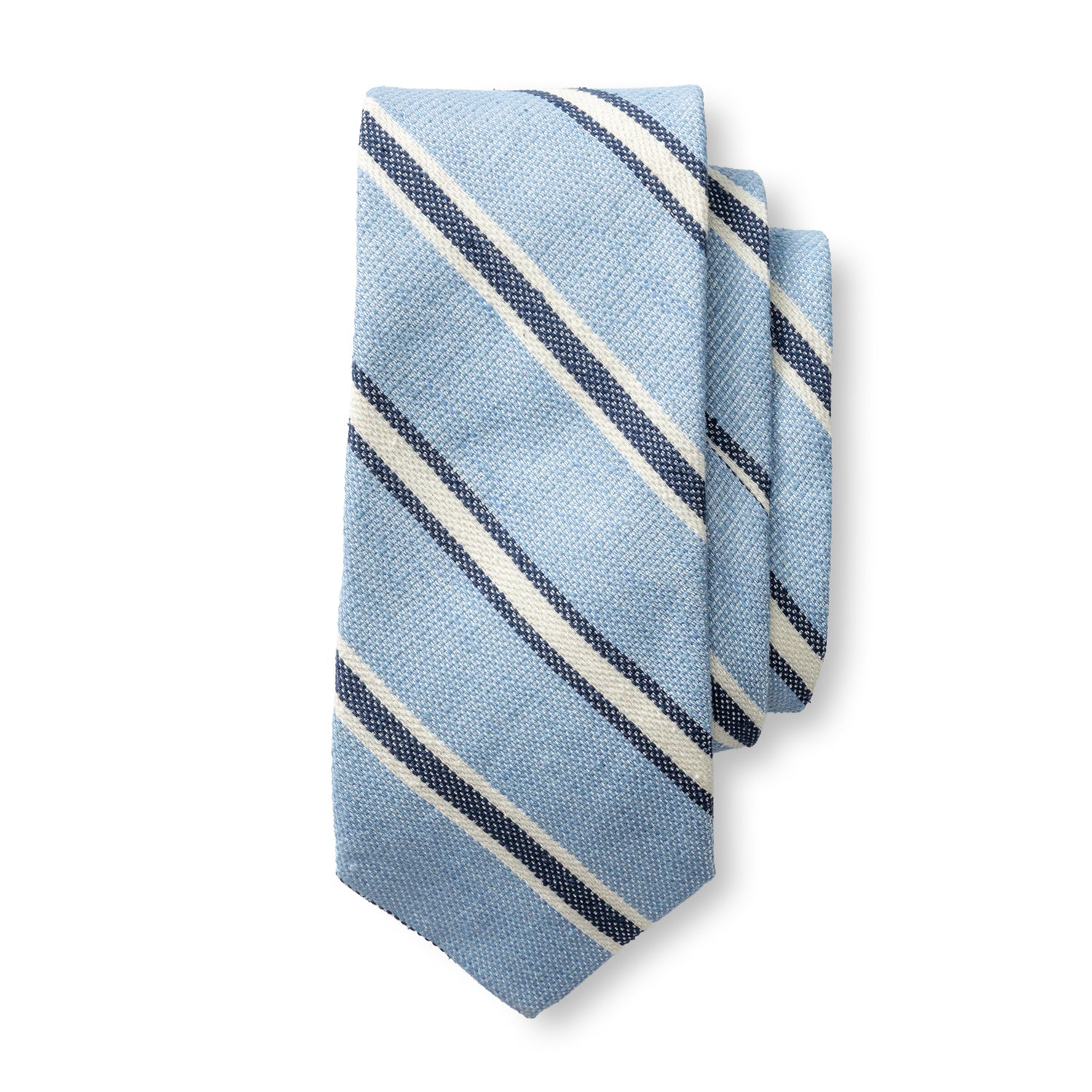 Duck Head Silk Linen Stripe Tie - Light Blue