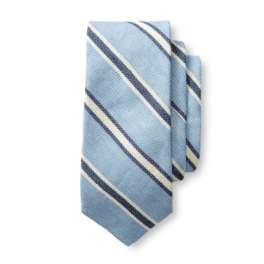 Duck Head Silk Linen Stripe Tie - Light Blue