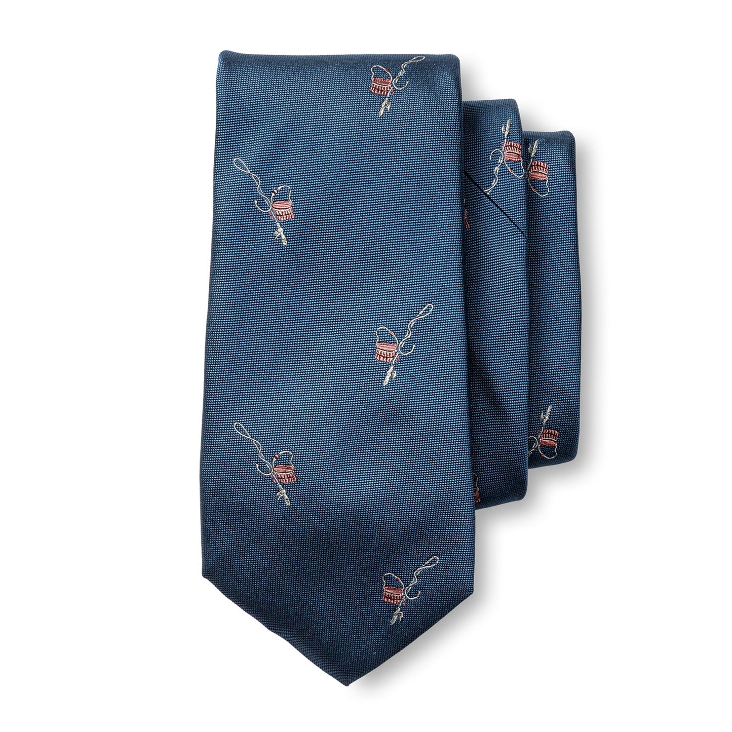 Duck Head Silk Fishing Motif Tie - Varsity Blue