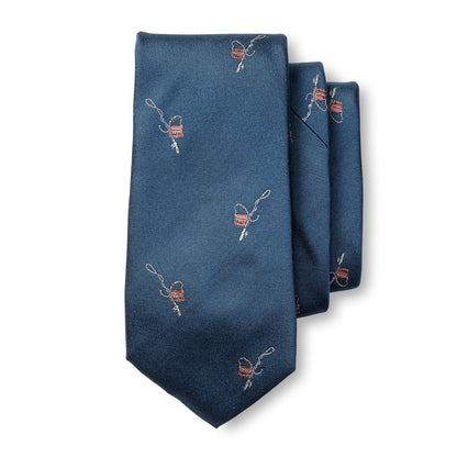 Duck Head Silk Fishing Motif Tie - Varsity Blue